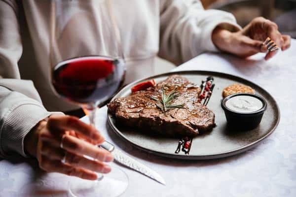 beef steak served with red wine restaurant beef steak served with red wine restaurant